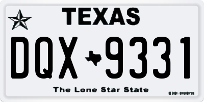 TX license plate DQX9331