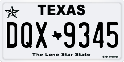 TX license plate DQX9345