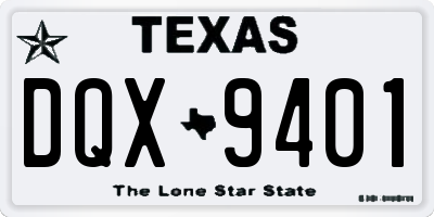 TX license plate DQX9401