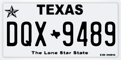 TX license plate DQX9489