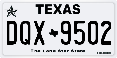 TX license plate DQX9502