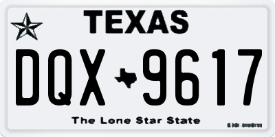 TX license plate DQX9617
