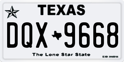 TX license plate DQX9668