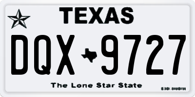 TX license plate DQX9727