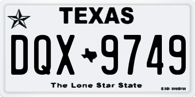 TX license plate DQX9749