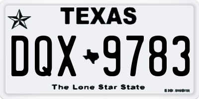 TX license plate DQX9783
