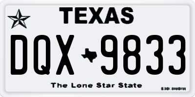 TX license plate DQX9833