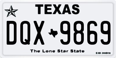 TX license plate DQX9869