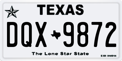 TX license plate DQX9872
