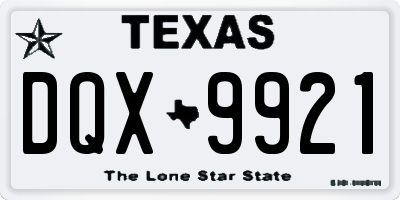 TX license plate DQX9921
