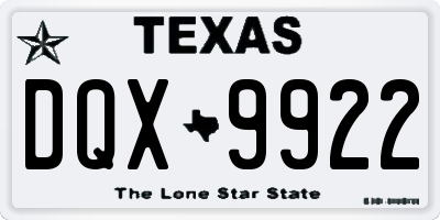 TX license plate DQX9922