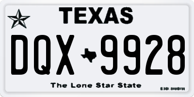TX license plate DQX9928