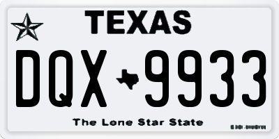 TX license plate DQX9933