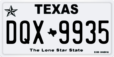 TX license plate DQX9935