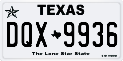 TX license plate DQX9936