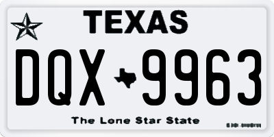 TX license plate DQX9963