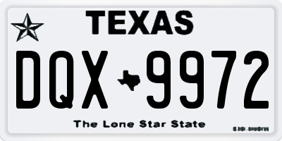 TX license plate DQX9972