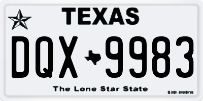 TX license plate DQX9983
