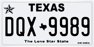 TX license plate DQX9989