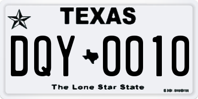 TX license plate DQY0010