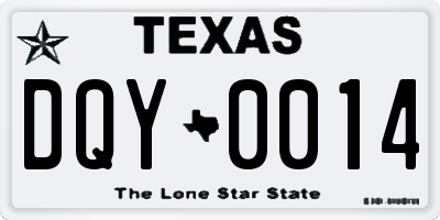 TX license plate DQY0014