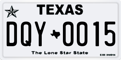 TX license plate DQY0015