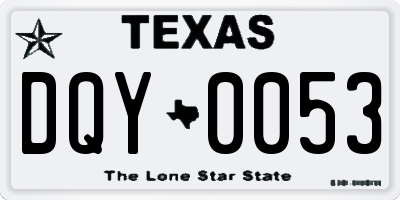 TX license plate DQY0053