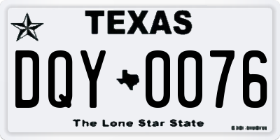 TX license plate DQY0076