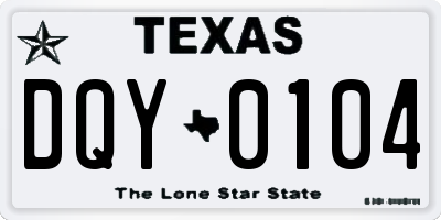 TX license plate DQY0104