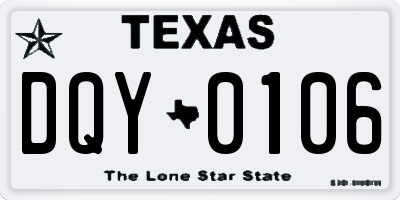 TX license plate DQY0106