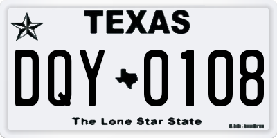 TX license plate DQY0108