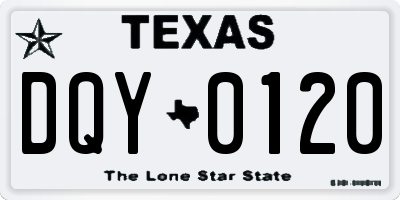 TX license plate DQY0120