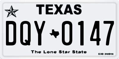 TX license plate DQY0147