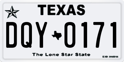 TX license plate DQY0171