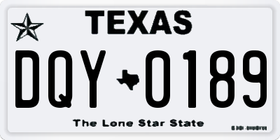 TX license plate DQY0189
