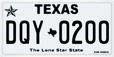 TX license plate DQY0200
