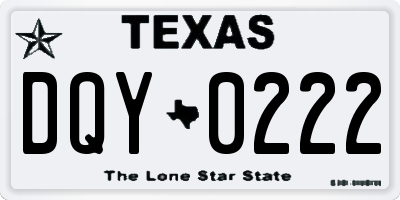 TX license plate DQY0222