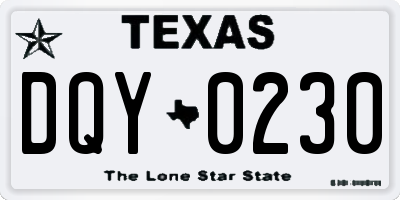TX license plate DQY0230