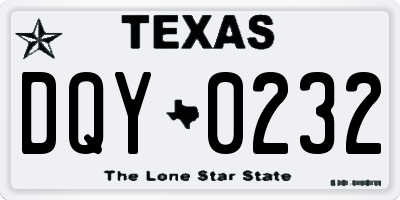 TX license plate DQY0232