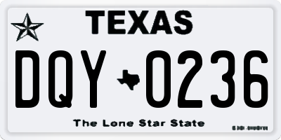 TX license plate DQY0236