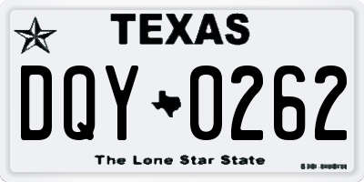 TX license plate DQY0262