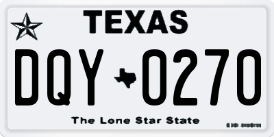 TX license plate DQY0270