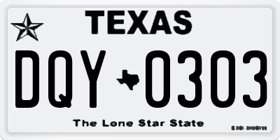 TX license plate DQY0303