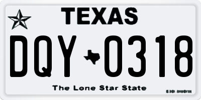 TX license plate DQY0318