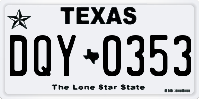 TX license plate DQY0353