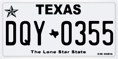 TX license plate DQY0355