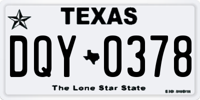 TX license plate DQY0378