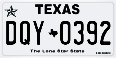 TX license plate DQY0392