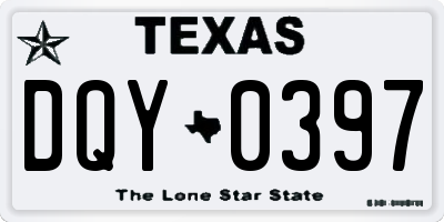 TX license plate DQY0397