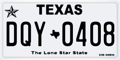 TX license plate DQY0408